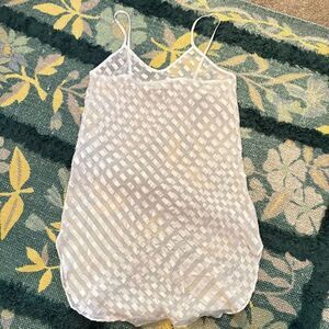 Vintage Kristine Tyler White and Gold Sheer Chemise Nightgown Paris Medium